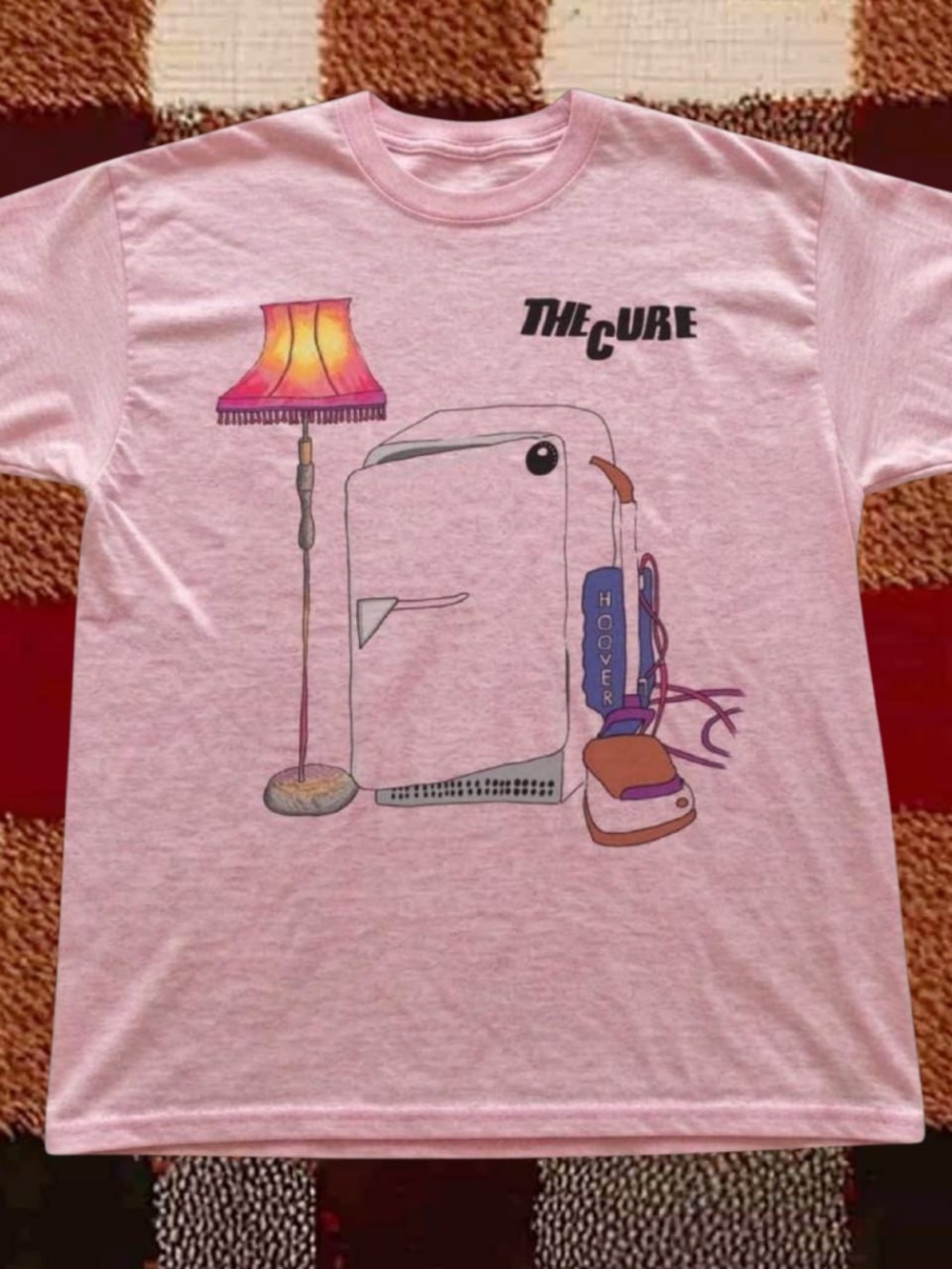 Gildan Pink The Cure Graphic Tee with Home Appliance Art